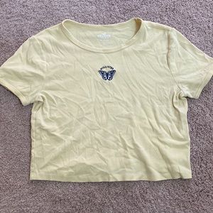 💛Hollister Yellow Butterfly Crop Top Size Large